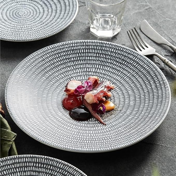 Camping Plates Ceramic Dinner Plate Creative Western Steak Pasta Frosted Special Hotel Tableware Decorative Plate(Large)