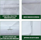 Eurmax USA Full Zippered Walls for 10 x 15 Easy Pop Up Canopy Tent,Enclosure Sidewall Kit with Roller Up Mesh Window and Door 4 Walls ONLY,NOT Including Frame and Top（Beige）