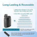 Electric Portable Water Purifier Survival, 0.01 Micron 6-Stage Water Purification System Water Filter for Outdoor Camping Backpacking Hiking Travel Emergency, One Extra Filter Included
