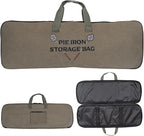 Deluxe Pie Iron Bag for Mountain Pie Maker Cast Iron Storage Fits up to 4, Heavy Duty Padding with Extra Pocket for Campfire Accessories, Strong Straps to Secure, Camping Storage Bag 32×12in