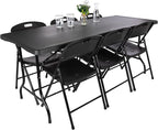 Lavish Home Portable Folding Tables - Lightweight Portable Folding Desk - 6-Foot-Long Plastic Table for Camping, Playing Cards, Parties, and Dining (Single/Black)