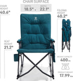 EVER ADVANCED Oversized Folding Rocking Camping Chair Set of 2, Padded Portable Rocker Chair for Patio, Lawn and Outdoors, Heavy Duty Hard Armchair for Adults Supports 400lbs, Green