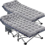 DoCred Oversized XXL Folding Camping Cot with Mattress, 2 Pack Heavy Duty Sleeping Cot Bed Portable Adults Outdoor Bed with Carry Bag, Travel Camp Cots