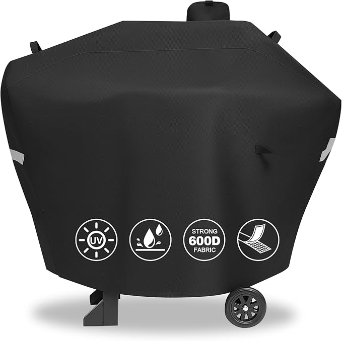 Pellet Grill Cover for Camp Chef Smoker Cover, DLX 24 Upgraded Full-Length Heavy Duty Waterproof Anti-UV Cover for Woodwind Pro 24 PG24SE PG2424SGB SmokePro PG24MZG PG24WWSB, fit Weber Searwood 600