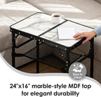 Folding TV Trays Foldable Dinner Tray Table Adjustable Height Food Snack Eating Couch Side Table Study Aluminum Portable Sofa Tray End Table for Outdoor Indoor Camp Pinic Bed Couch Living Room(Marble)