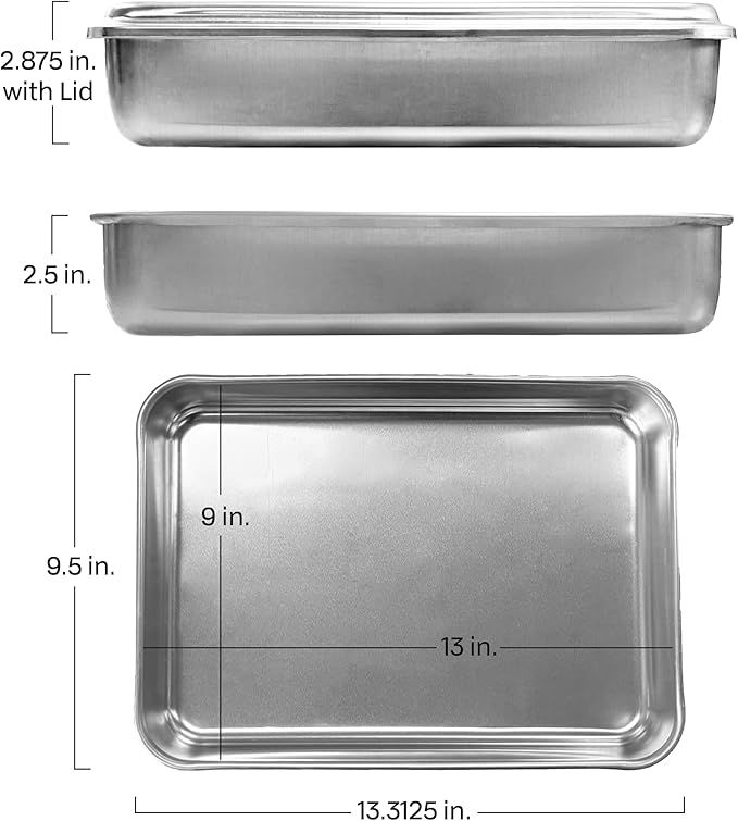 NESCO American Flag Cake Pan Bundle, USA Made, 2 Lids, Aluminum Baking Pan for Patriotic Holidays, Family Gatherings, Events, Roasting, Broiling, Camping, BBQs, and 4th of July Celebrations