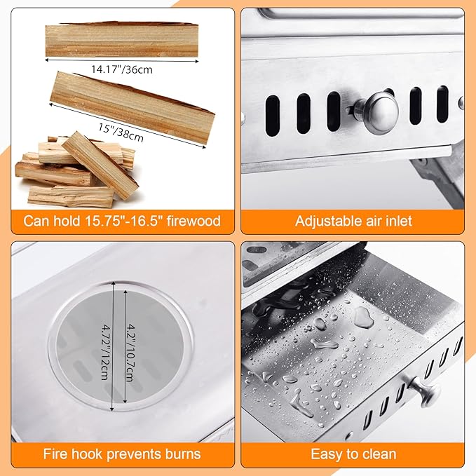 CHANGE MOORE Hot Tent Stove, Secondary Burn Design - Improve Combustion Efficiency, Portable Wood Burning Tent Stove w/Chimney Pipe & Anti-scalding Cloth, for Outdoor Camping, Hunting, Ice Fishing