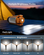 CORESLUX Rechargeable Camping Lights with Stand, 6000K Portable Work Light with 4 LED Lamp Heads, Magnetic Work Light Camping Essentials Emergency Flashlight with Detachable Tripod Tool Gifts for Men