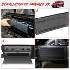MusixiA Foldable Tailgate Table for Jeep Wrangler JL & JLU Wrangler JK & JKU(2007-2025) - Double-Layer Storage Cargo Shelf with Molle Panel, Aluminum Alloy
