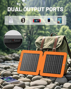 Solar Panels, 10W Small Solar Charger with 5V USB-A and USB-C Fast Charging IPX5 Waterproof Foldable Portable Solar Panel for Camping, Hiking Compatible with iPhone, iPad, Power Banks