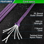 Paracord Planet 550 Paracord – 200+ Colors – Hanks from 10-100 Feet and Spools of 1000 Feet – Great Multi-Use Cord!