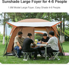 Family Cabin Tents, 2 Rooms, Portable Instant with Removable Rainfly, Automatic Tent for Camping Hiking Mountaineering(330 * 210 * 185cm)
