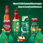 18 Pack Christmas Can Cooler Sleeves Beer Drink Can Bottle Cooler Sleeves Cooler Collapsible for Christmas Holiday Party Decorations Supplies Favors