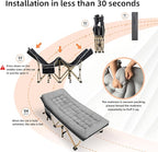 Portable Camping Cot, 600LBS Max Load, Extra Wide with Thick Mattress, Folding Cot for Outdoor Camping/Office, Home Nap (Grey)