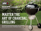 Weber Master-Touch Charcoal Grill, 22-Inch, Black – Premium Outdoor BBQ Grill with Tuck-Away Lid Holder & One‑Touch™ Cleaning System, Porcelain‑Enameled Kettle