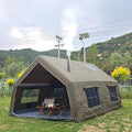 4 Season Inflatable Camping Tent with Separate Living and Sleeping Area,3000mm Waterproof Pop-Up Tent with Pump and Stove Jack Hole,4-6 Person Glamping Tent