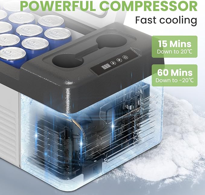 Alpicool Car Refrigerator 12 Volt Portable Car Fridge 16 Quart（15 L Electric Cooler with AC/DC，Car Refrigerator Freezer for Truck Van RV Camper SUV, Camping Boat Travel，-4~68°F
