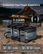 Portable Power Station Extra Battery for Ark3600, 3840Wh LiFePO4 Battery Electric Solar Generator for Garage, Home, Off-Grid Living,Car Refrigerator, Portable Air Conditioner