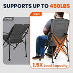 Overmont Heated Camping Chair with High Back - 3 Heat Levels 2-Zone Separately Heating - 450 LBS Support Heavy Duty Folding Chair Portable for Adults Patent No.: US D1.028.543S - Battery NOT Included