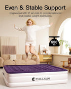 CHILLSUN Twin Air Mattress with Built in Pump, 18" Leak-Proof Blow up Mattress, Inflatable Mattress for Guest Home Portable, Camping Travel Air Bed, 2 Mins Quick Self-Inflation Colchon Inflable