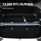 Royal Gourmet GT2006 Portable Tabletop Gas Grill, 12,000 BTU Output for Outdoor Camping, Foldable Legs, Piezo Ignition, Built-in Thermometer, for Tailgates and Camping Trips, Dark Gray