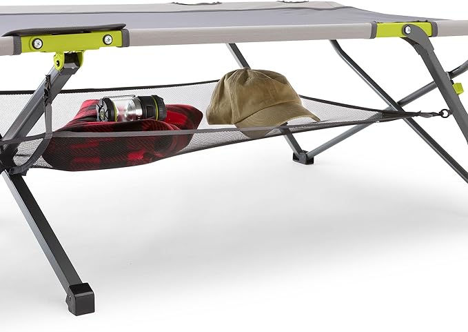 CORE Folding Camping Cot | Extra Wide Heavy Duty Camp Cot with Removable Side Table & Mesh Gear Loft | Folding & Portable Camp Bed with Carry Bag | Supports 300 lbs