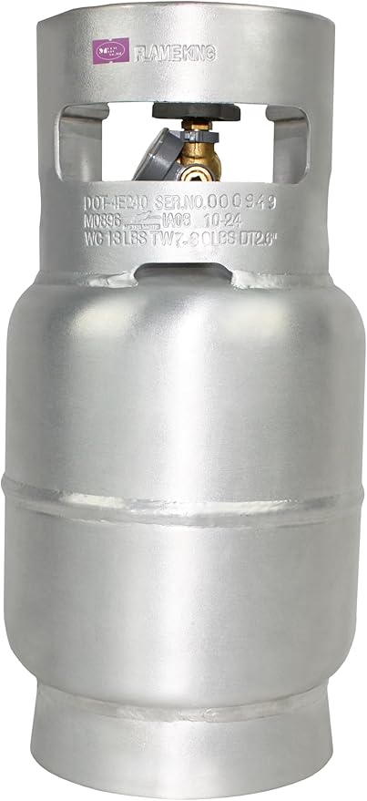 Flame King 5LB Aluminum Propane Tank with Gauge & OPD Valve, Corrosion-Resistant and Rust-Free, Lightweight, Great for Marine Applications, Grills and BBQs, Camping, Fishing, & Outdoor Activities