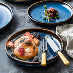 Camping Plates Serving Plate Tray Ceramic Plate Creative Tableware Plate Restaurant Steak Plate Flat Plate Decorative Plate(24cm)