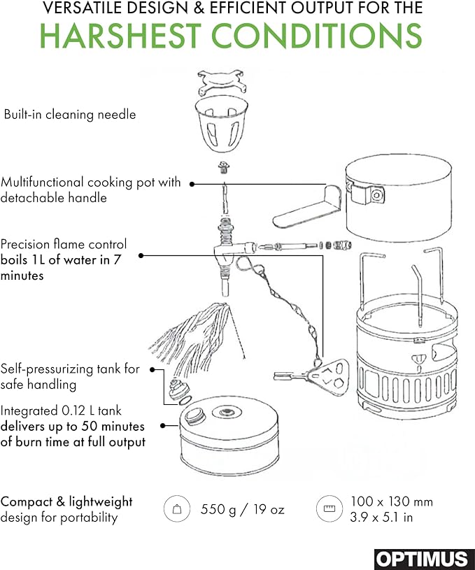 Optimus Svea White Gas Stove for Camping, Backpacking, Light & Fast Climbing