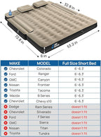 JOYTUTUS Truck Bed Air Mattress for 6.0-6.3Ft, Compact Regular Truck Beds,Anti-Leakage, with Air Pump&2 Pillows, Inflatable Pickup Mattress,Compatible with Tacoma&Ranger&Frontier,Camel&Black