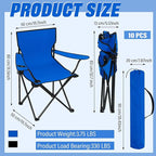 Huwena 10 Pack Folding Camping Chairs Bulk with Cupholder Carry Bags Lightweight Beach Chairs Collapsible Portable Outdoor Lawn Chair for Picnic, Camp, Outside