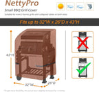 NettyPro Grill Cover Heavy Duty Waterproof 32 inch, Outdoor 2 Burner BBQ Gas Grill Cover for Outside Small Weber, Char-Broil, Brinkmann, Jenn Air, Nexgrill Barbecue, Brown