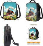 Train Backpack and Lunchbox Backpack for School Boys Lightweight Trendy Bookbag and Lunch Box Set for Boys 4pcs School Bags for Boys 10-12 Hiking Daypack Outdoor Travel