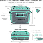 Waterproof PVC Material Paddleboard Cooler Deck Bag,40 cans Sup Deck Cooler Bag,Cooler Bag for Paddleboard,Lunch Box Cooler Insulated Bag,Camping Cooler Bag,Kayak Cooler Bag