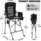 Extra Tall Folding Chairs for Adults 330lbs with Adjustable Backrest, Portable Bar Height Foldable Director Chairs with Lumbar Support, Comfortable with High Back and Footrest, Black