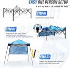 EAGLE PEAK 8x8 Pop Up Canopy Tent with Sidewall, Compact, Portable Slant Leg Instant Sun Shelter for Beach, Sports, & Camping, 8x8 Base 6x6 Top, Blue Abstract