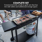 Gas One Flat Top Grill With 4 Burners - Premium Propane Outdoor Grill Cart - Stainless Steel Auto Ignition Camping Griddle - Easy Cleaning Cooking