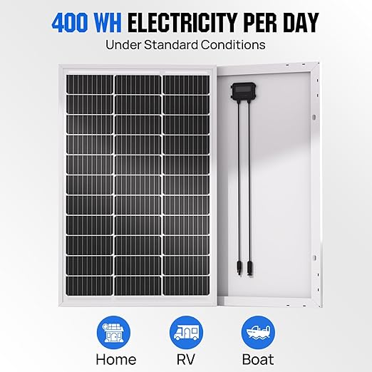 ECO-WORTHY 100 Watts 12 Volts Monocrystalline Photovoltaic Solar Panel High Efficiency Module for 12 Volt Battery Charging RV Marine Boat Off Grid(Upgrade)