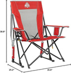 GCI Outdoor Comfort Pro Rocker Camping Chair | Portable Folding Rocking Chair with Durable Armrests & Drink Holder | Official Collegiate Licensed Sideline Sports Chair | Ohio State Buckeyes