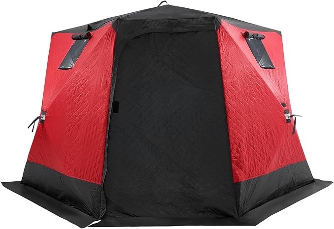 VEVOR Portable Pop-Up Tent, 1-8 Person Insulated Shelter, Large Fishing Area, Hub-Style Shanty for Winter Fishing, Waterproof Oxford Ice Cube with Anchors/Ropes/Carrying Bag