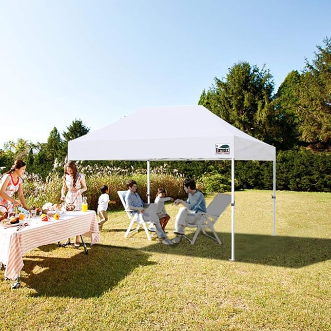 Eurmax USA Premium 10'x15' Pop-up Canopy Tent Party Tent Commercial Instant Canopies Shelter with Removable Sidewalls with Wheeled Carry Bag Bonus 4 Sand Bags(White)