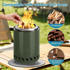 9.7 x 7.1 Inch Tabletop Fire Pit by AmazStove, Low Smoke Camping Stove for Outdoor Safe Burning Firepits, Fueled Pellets or Wood, Travel Bag Included (Green, 9.7 x 7.1 INCH)