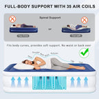 Full Air Mattress with Built-in Pump, 18" Raised Inflatable Bed Blow Up Mattress, Comfort Portable Air Bed for Camping, Home Guests, Travel 650 lbs Max