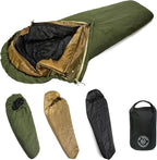 MT Military Modular Sleeping System, 3-Layer, Cold Weather Sleeping Bag, Waterproof Bivy Cover, Vacuum Compression Sack