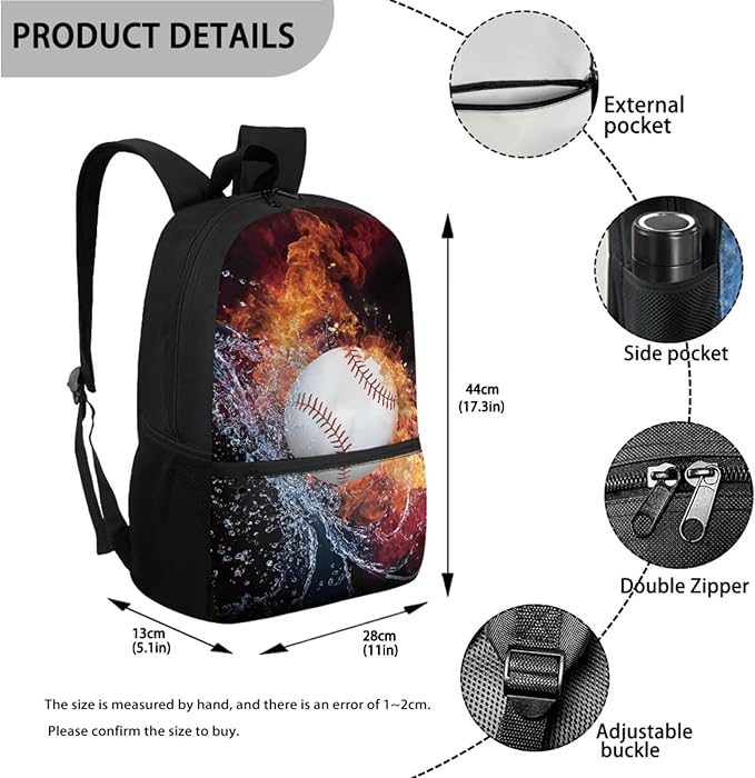 4 in 1 Print Backpack with Lunch Box and Water Bottle Kids School Backpack Boys Basketball Lightweight Teen Bookbag for Boys Ages 8-12 Kindergarten Elementary Middle Camping Travel