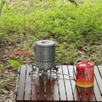 Bulin Camping Pot, 1.2L/1.5L High Efficiency Backpacking Pot Ultralight Camping Cooking Set Cookware Gear with Heat-Proof Handle & Heat Exchanger for Outdoor Picnic Hiking Travel