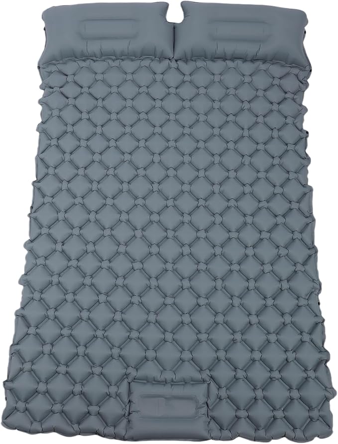 Sleeping Pad, 2 Person Self Inflating Camping Mat, TPU Camping Mattress with Snap Buttons for Couples (Grey)