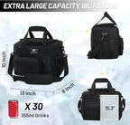 MIER Large Lunch Box for Men Women Adult Insulated Soft Sided Cooler 30 Can Leakproof Lunch Bag Collapsible for Work Travel Camping Beach, 18L (Black-No Luggage Strap)