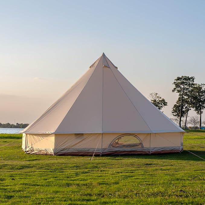 Oxford Bell Tent for Family Camping - Spacious 13.1ft /16.4ft Yurt with Stove Jack, Large Glamping Tents for 4-8 People, 4 Season Oxford Hot Tent Shelter