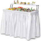 YITAHOME Two-Tier Ice Table, 4FT Folding Ice Cooler Table with Drain and Detachable Skirt, Portable Ice Table for Parties, Picnics, Camping, Weddings, BBQs